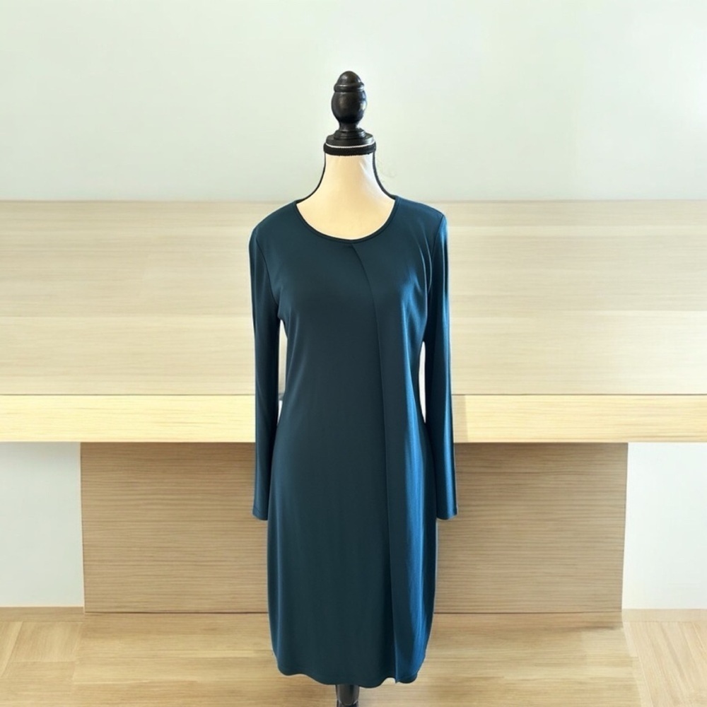 DONNA KARAN | Teal Long Sleeve Dress